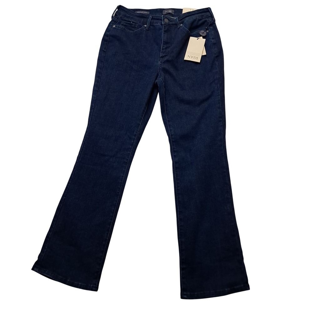 NWT NYDJ Jeans Womens 8P Blue Billie Dark Wash Mini Boot High Rise Lift Tuck